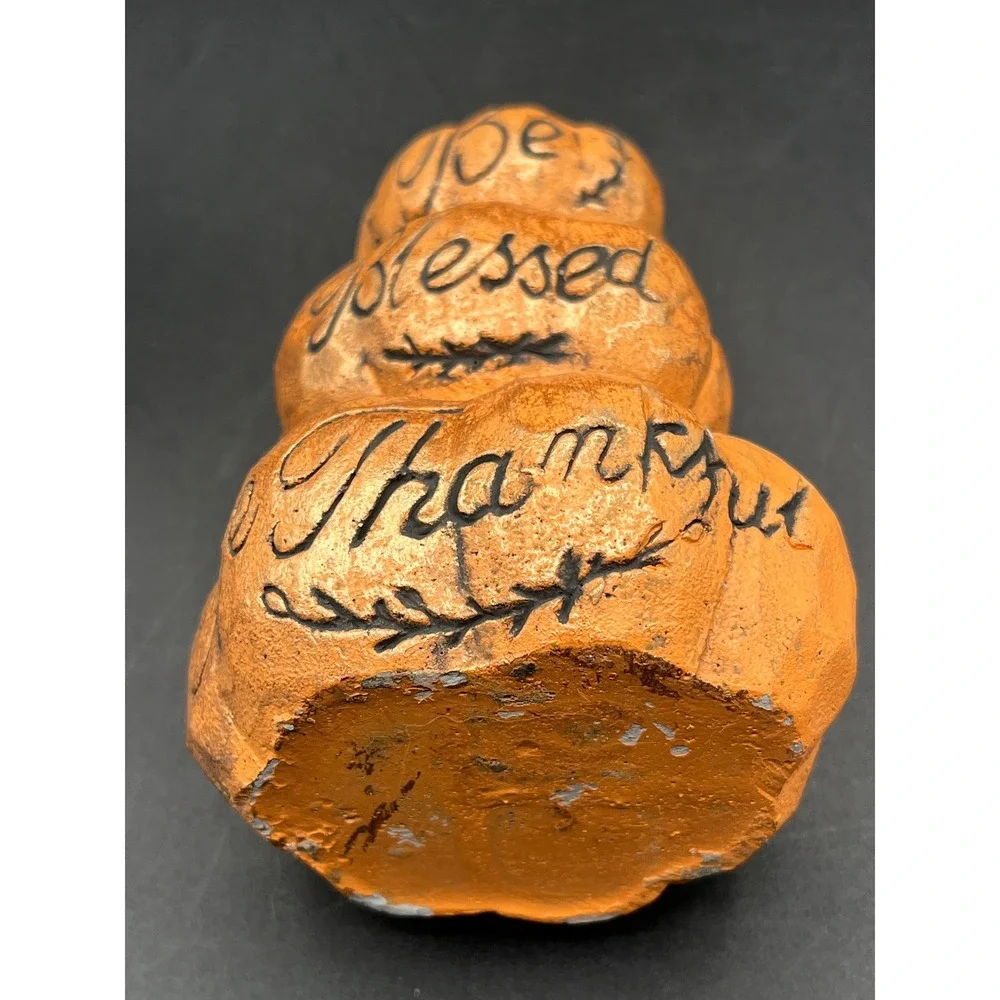 Fall Autumn Plaster Stacked Tiered Pumpkin 'Be Blessed, Be‎ Thankful' 5